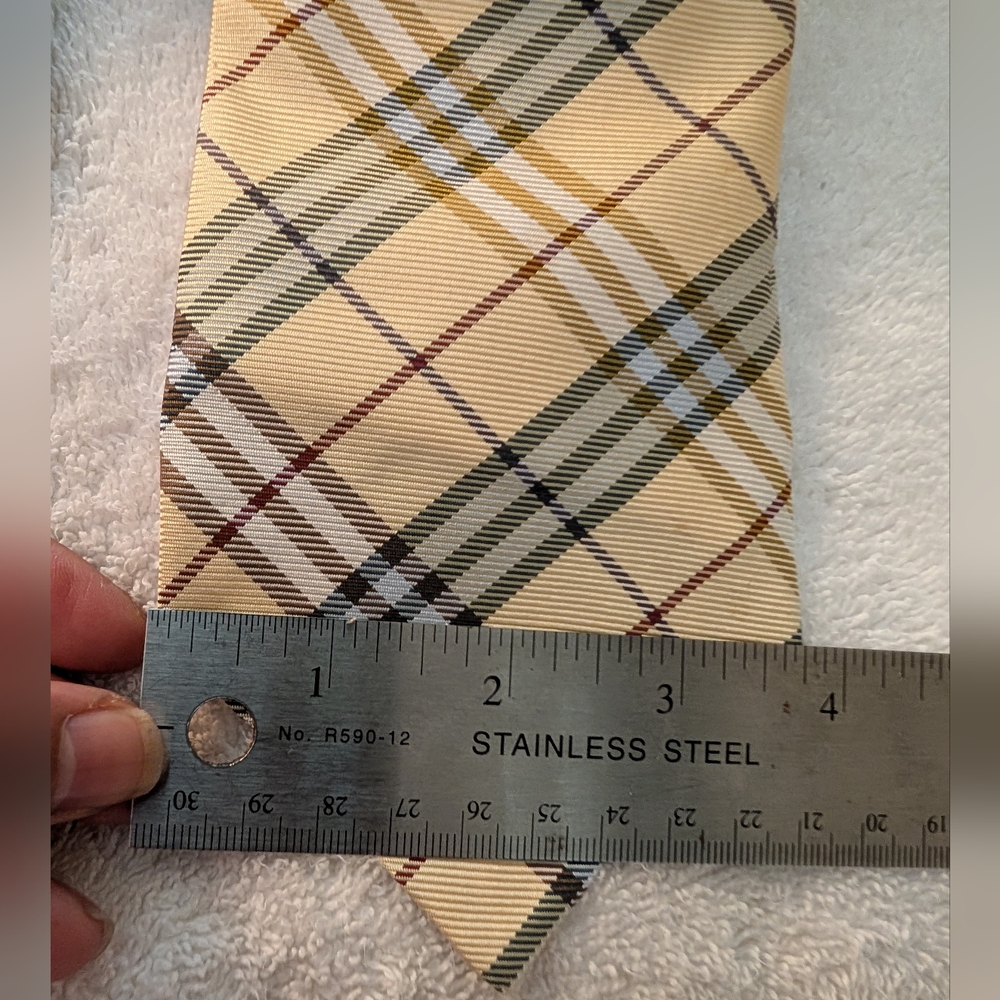 2 Burberry London Neckties-Nova Check And White/ Gray Striped - Picture 3 of 15